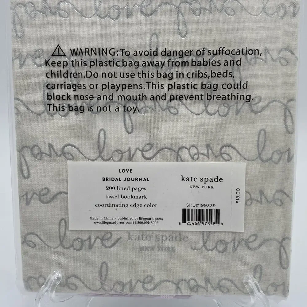 Kate Spade Love Bridal Journal 8.25” X 5.25” Bone Silver Script 200 Lined Pages